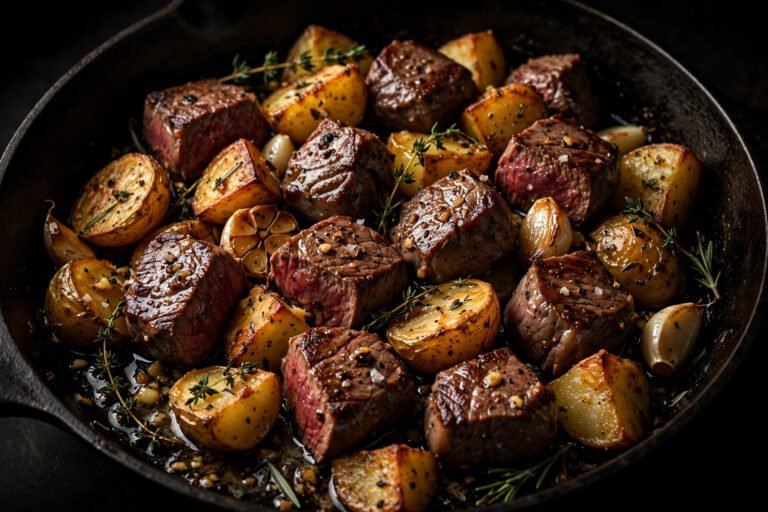 Garlic Butter Steak Bites with Crispy Potatoes