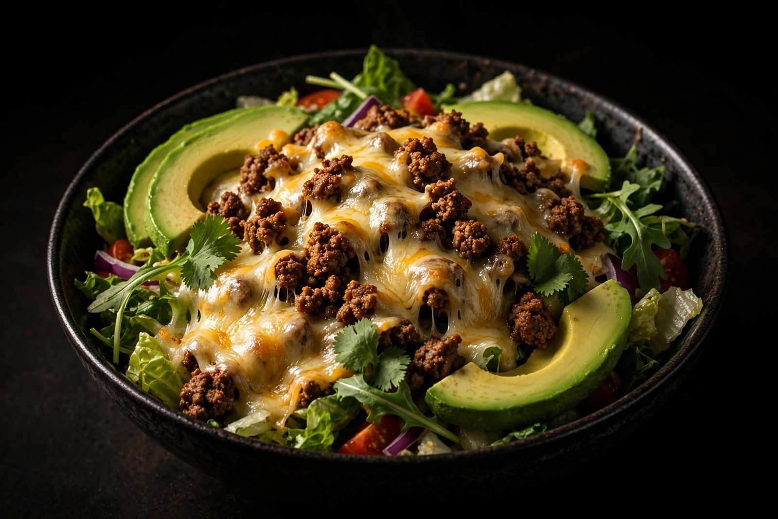 Taco Beef Salad with Avocado