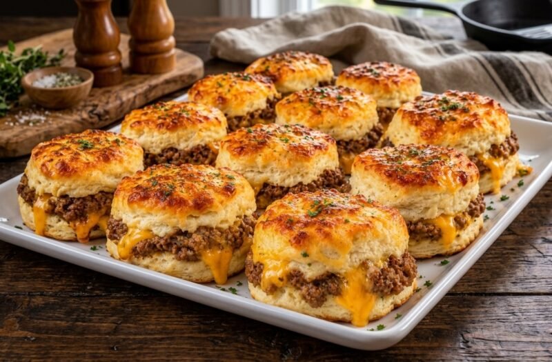 Cheesy Sausage Biscuit Sliders – with Savory Sausage & Melted Cheese