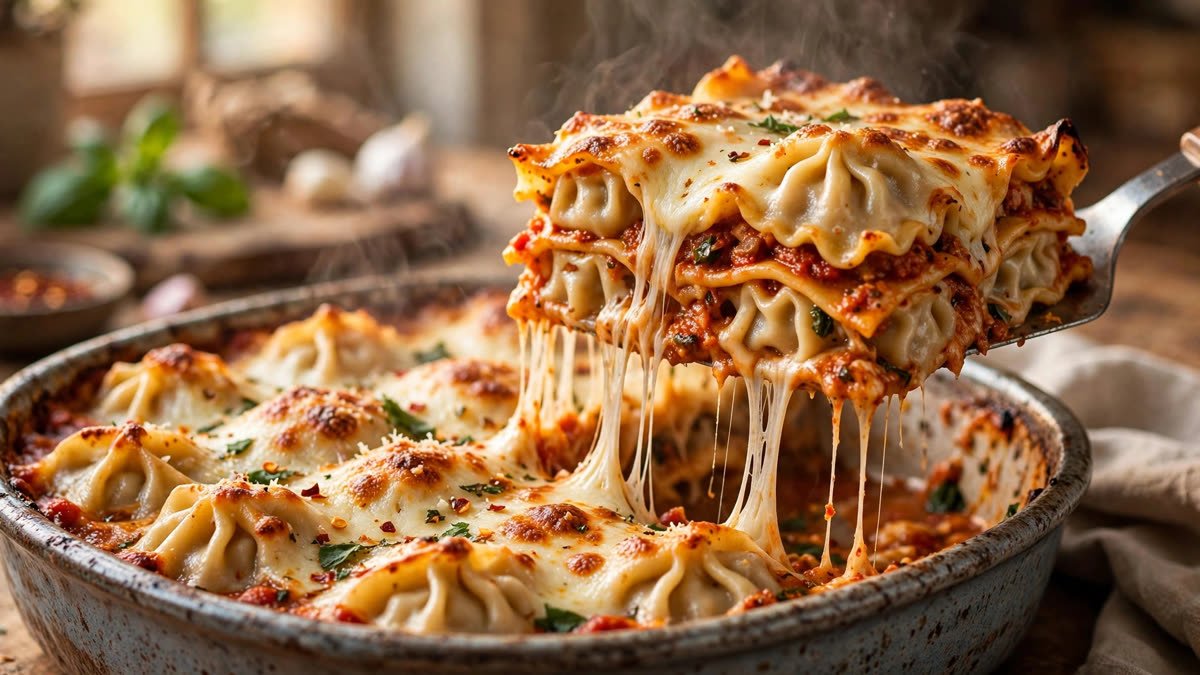 Viral Dumpling Lasagna (Mediterranean Style)