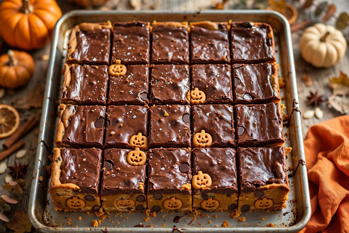 Double Layer Halloween Cookie Bars