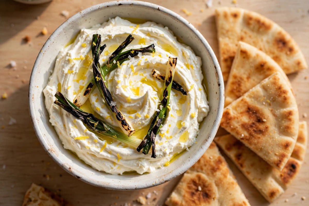 Lemony Whipped Feta with Charred Scallions