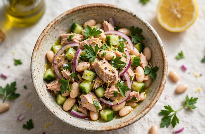Mediterranean Tuna & White Bean Salad (10-Minute Viral Recipe)